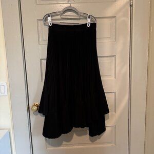 Pleated asymmetrical midi skirt